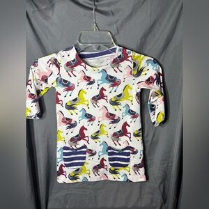 Monsoon White Tunic with Multicolor Horse Print Dress EPC